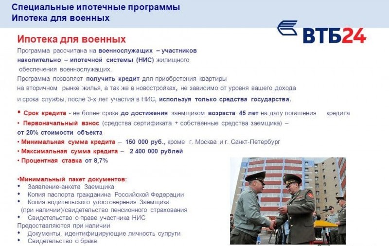 Ипотека для военнослужащих ВТБ Ипотека для военных ВТБ
