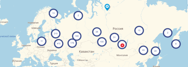 Распространение ВТБ по России