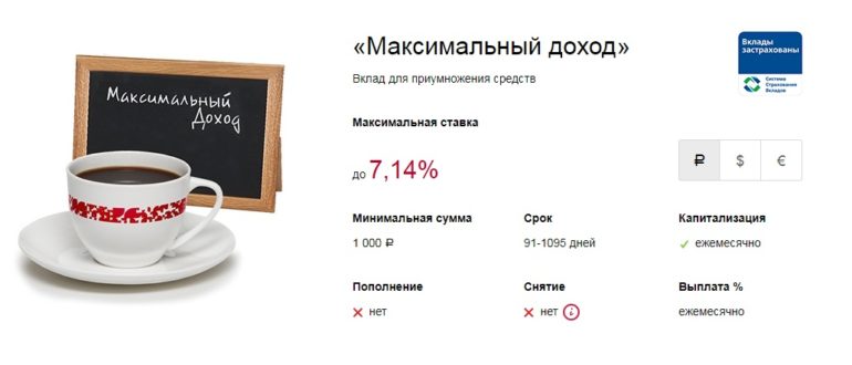 Вклад Максимальный доход